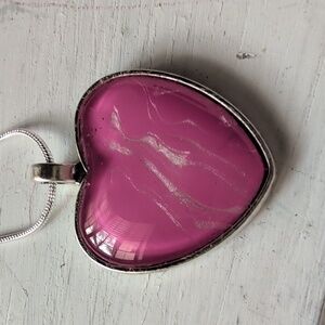Handmade Pink Heart Pendant Necklace